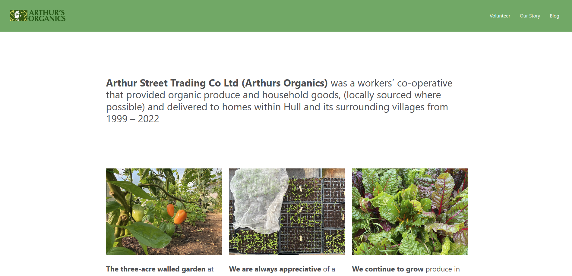Arthurs Organics home page